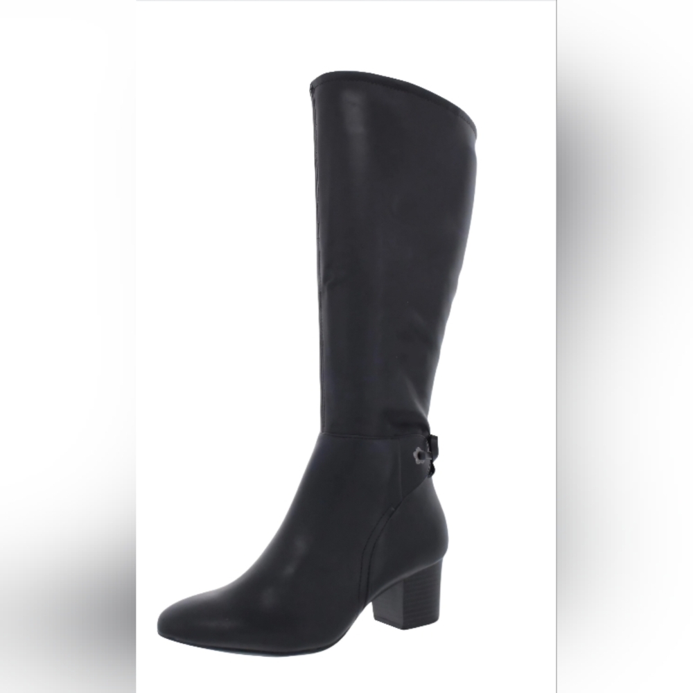TALL Charter Club  Boots 10M Wide CALF Black faux leather NEW IN BOX Stretch Fit